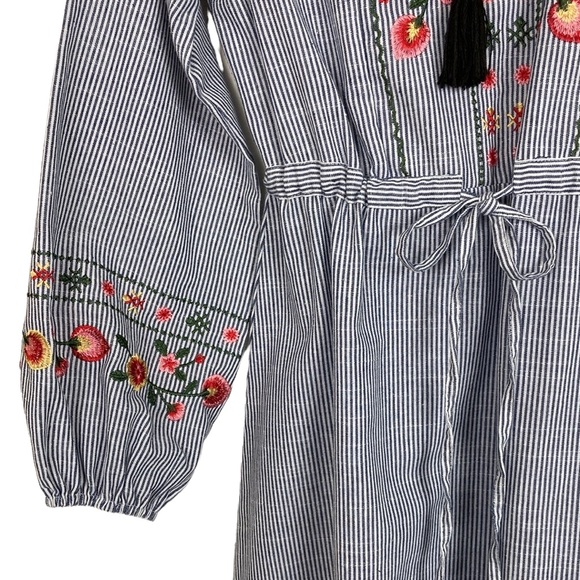 Modest Blue Chambray Embroidered Maxi Dress - Picture 4 of 13